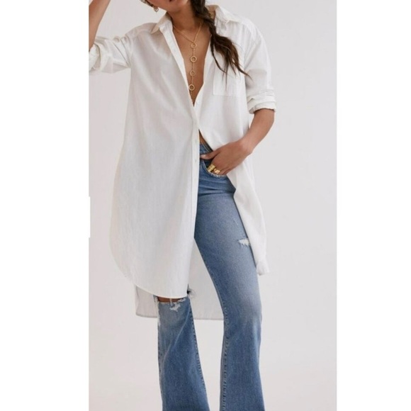 Anthropologie Maeve White Women’s Tunic Shirt SMALL - Picture 1 of 10